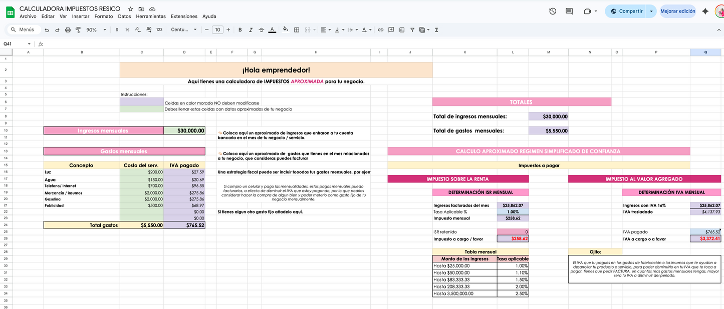 Calculadora de impuestos RESICO