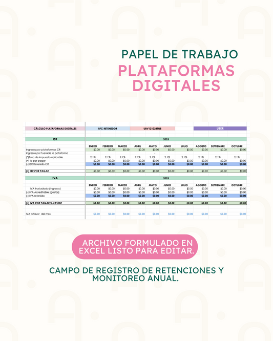 Plataformas - Cálculo ISR e IVA