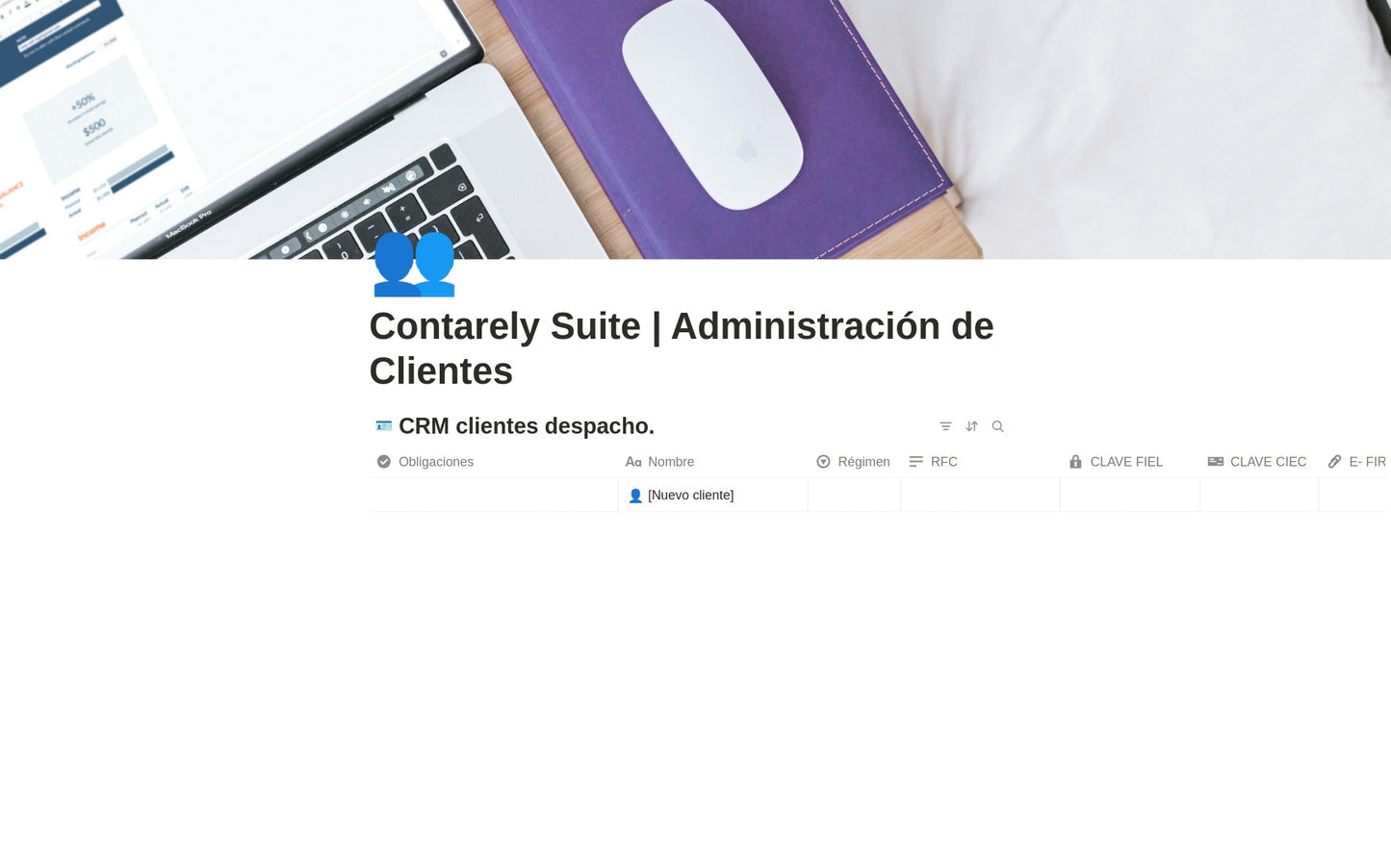 Administrador de Clientes para Despachos Contables | Plantilla de Notion
